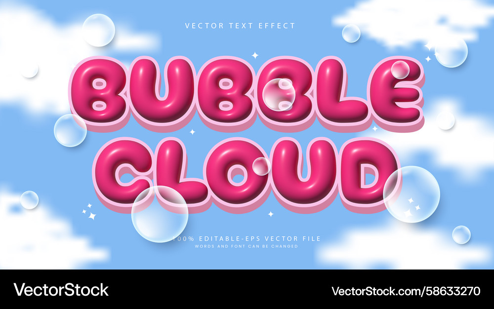 Bubble cloud 3d inflated style editable text Vector Image