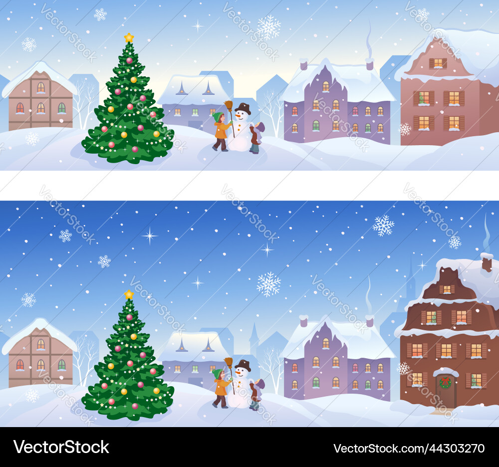 Christmas town banners Christmas town banners vector image