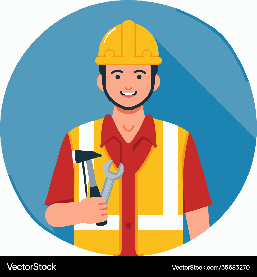 Construction worker holding tools Royalty Free Vector Image