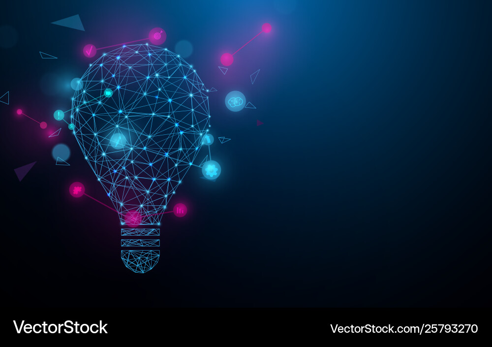 Creative light bulb from lines and particle style Creative light bulb from lines and particle style vector image