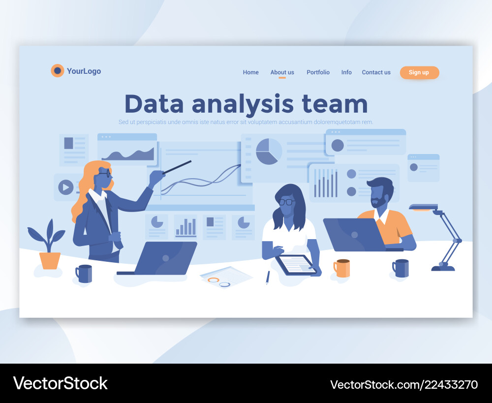 Data Analysis Website Template vector image