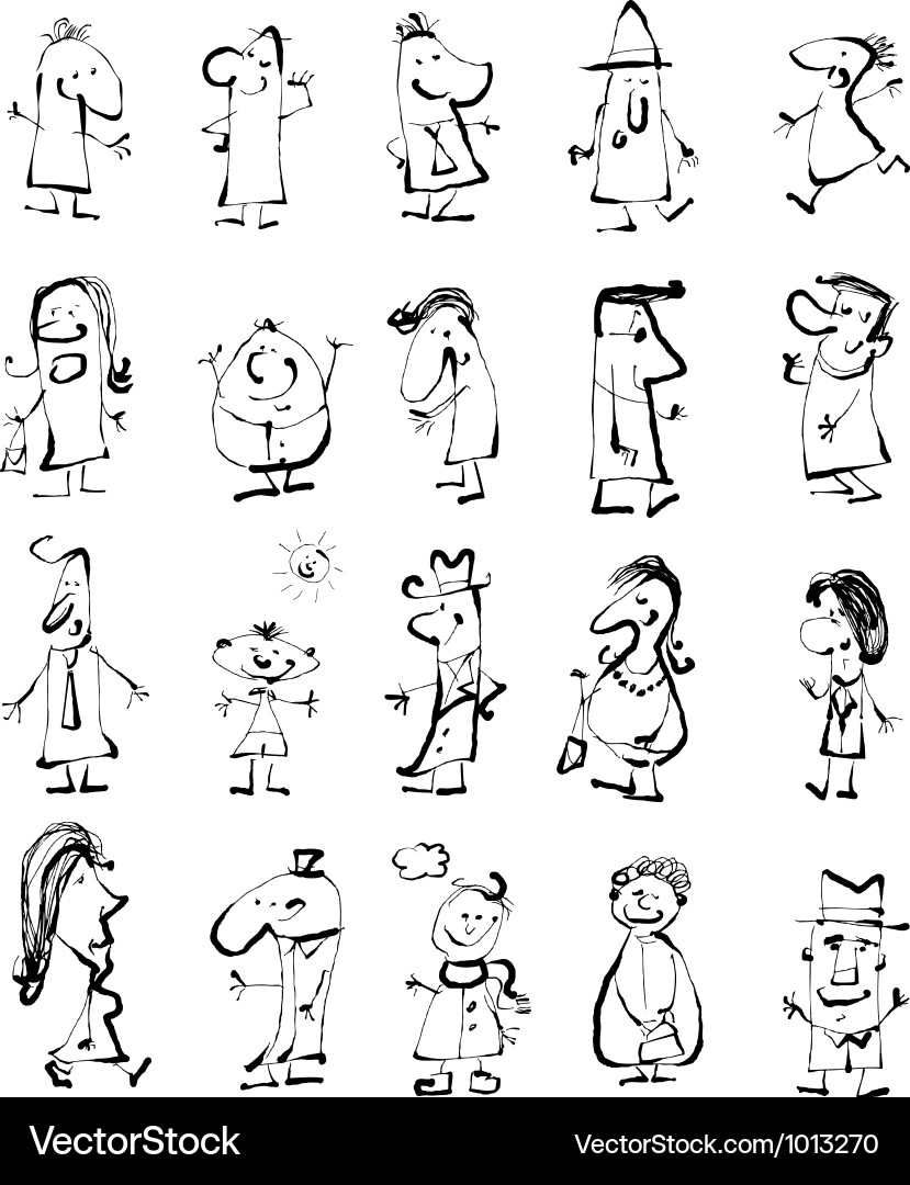Doodle people set Royalty Free Vector Image - VectorStock