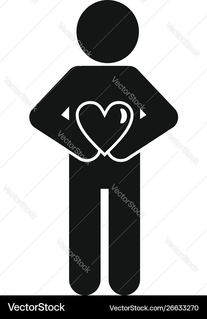 Man hide heart icon simple style Man hide heart icon simple style Vector Image