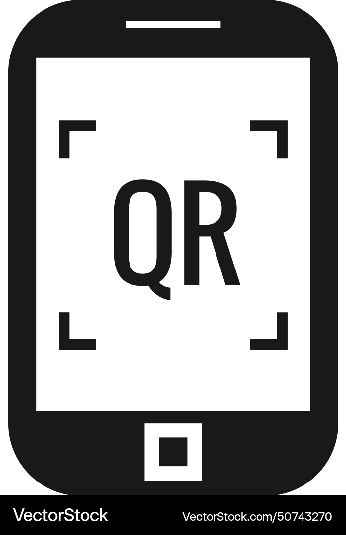 Qr scanner app on phone screen code scan icon Qr scanner app on phone screen code scan icon vector image