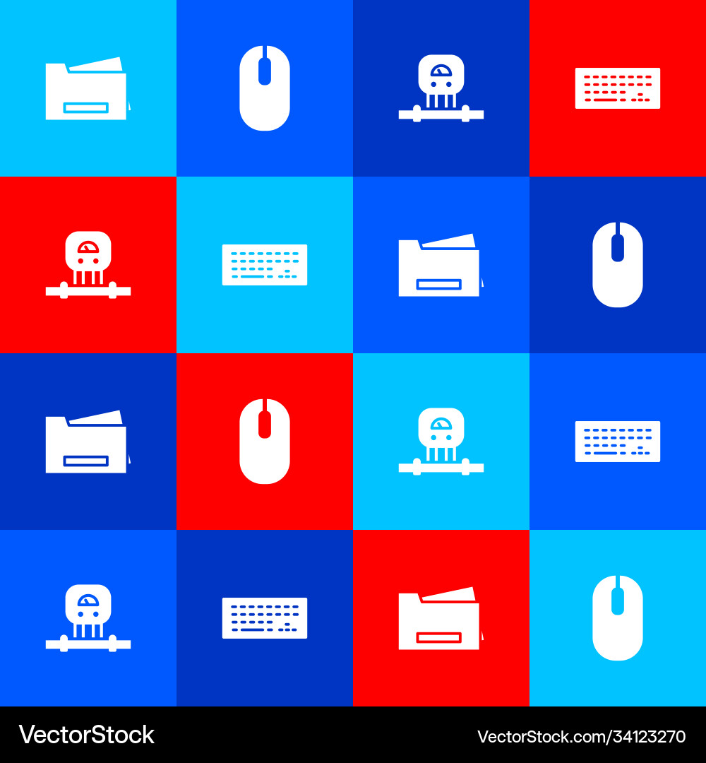 Set printer computer mouse smart sensor Set printer computer mouse smart sensor vector image