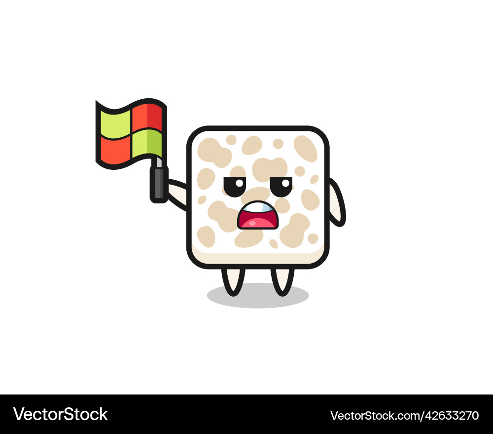Tempeh character as line judge putting the flag up Tempeh character as line judge putting the flag up vector image