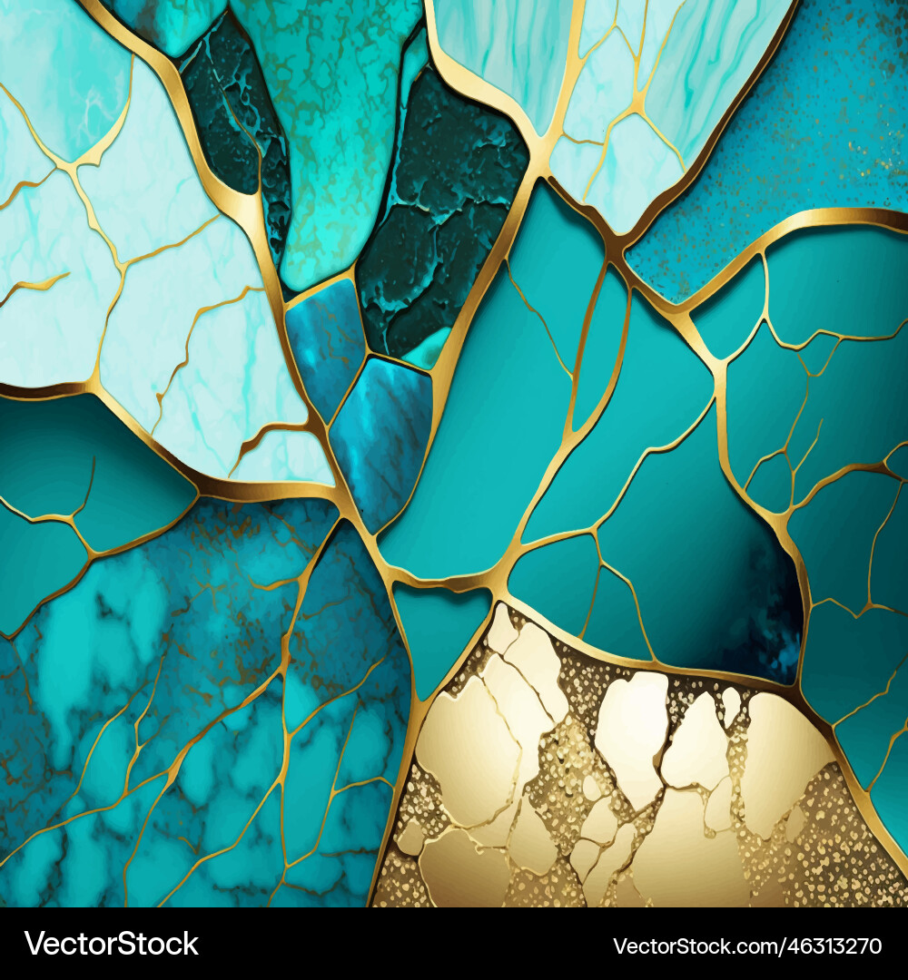 Turquoise stone mosaic 3d abstract marbled Vector Image