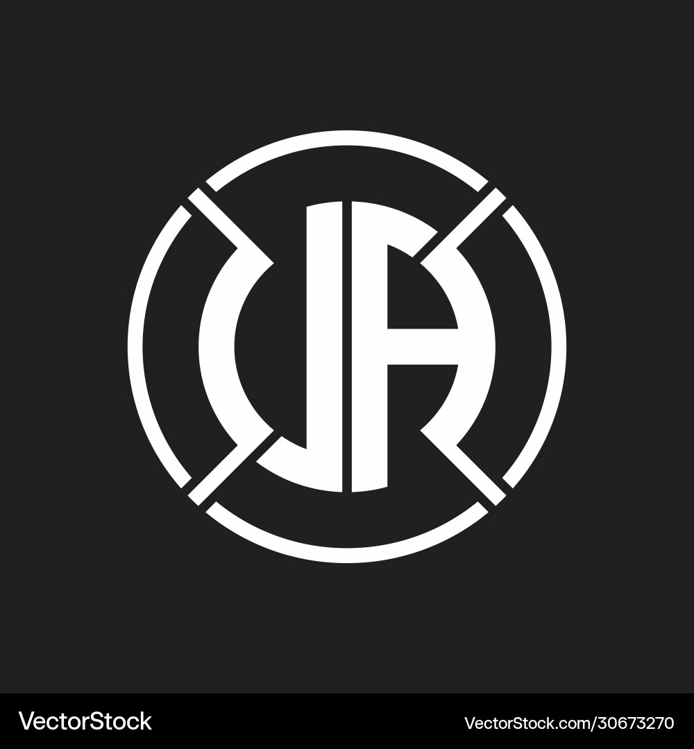 Ua logo monogram with four part circle slash Vector Image