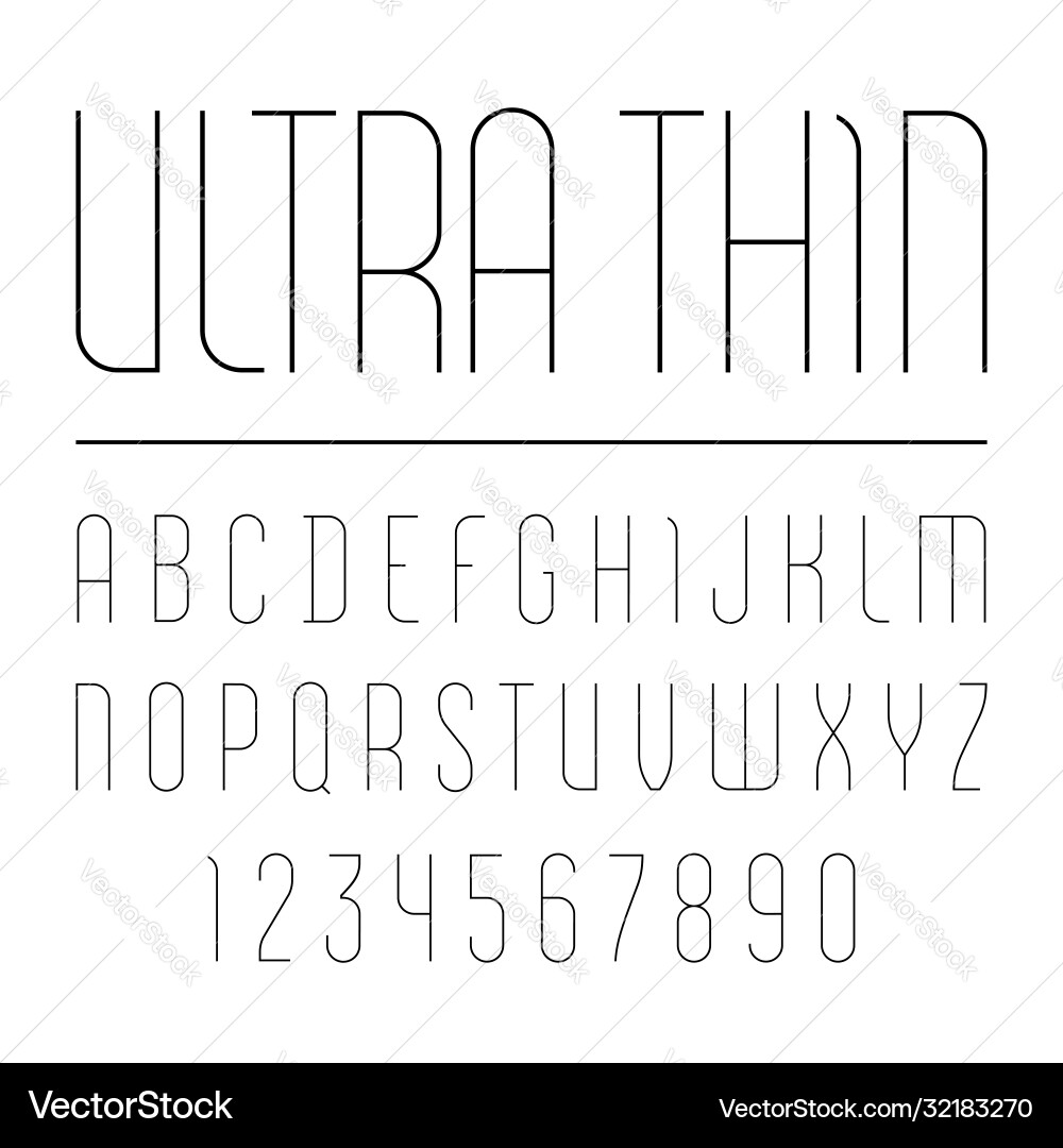 Ultra Thin Line Alphabet Font Vector Image