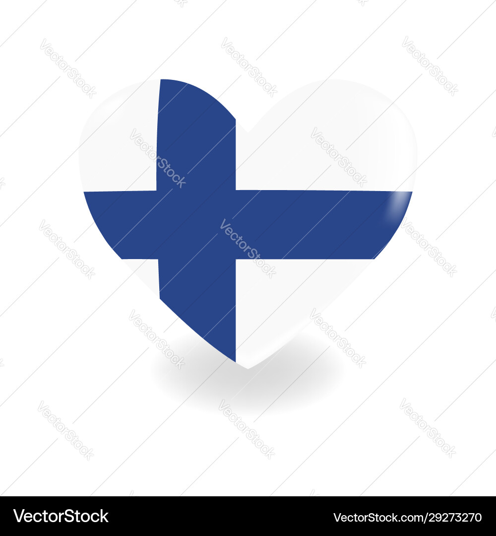Volumetric finland heart on white background casts Volumetric finland heart on white background casts vector image