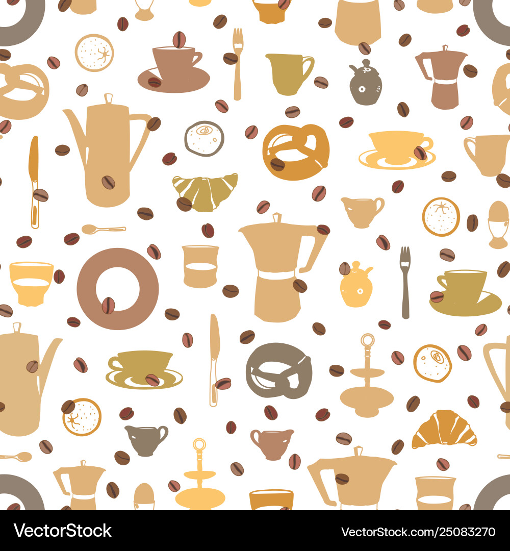 White pattern with breakfast table Vector Image