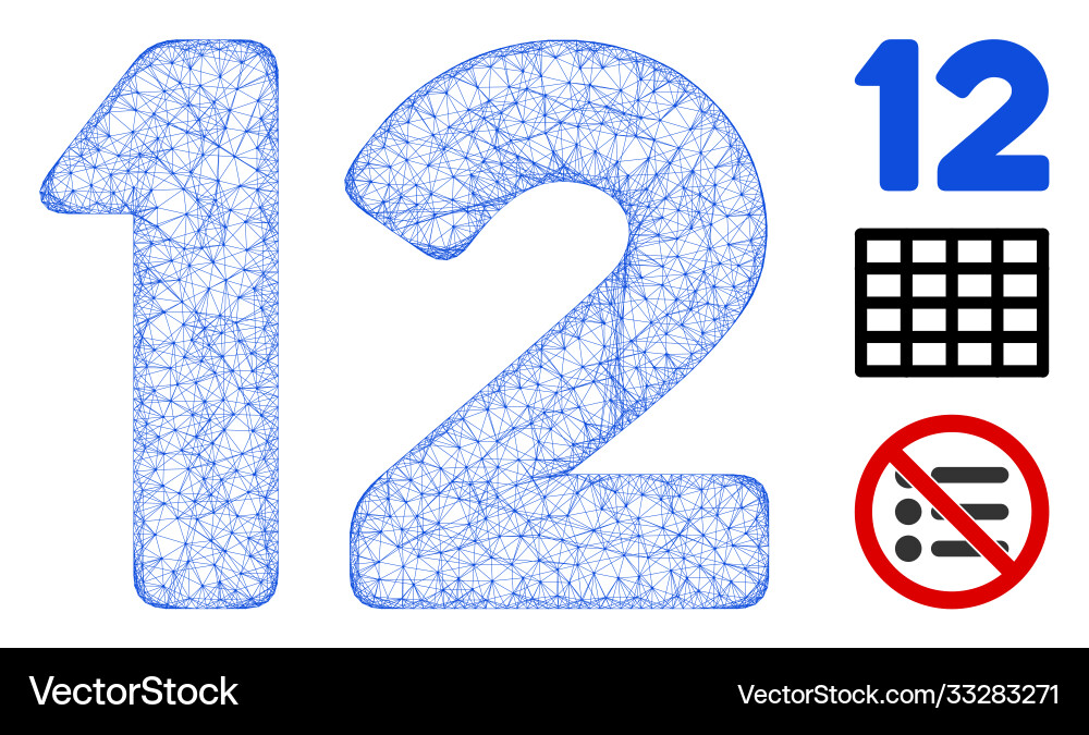 12 digits text polygonal web mesh 12 digits text polygonal web mesh vector image