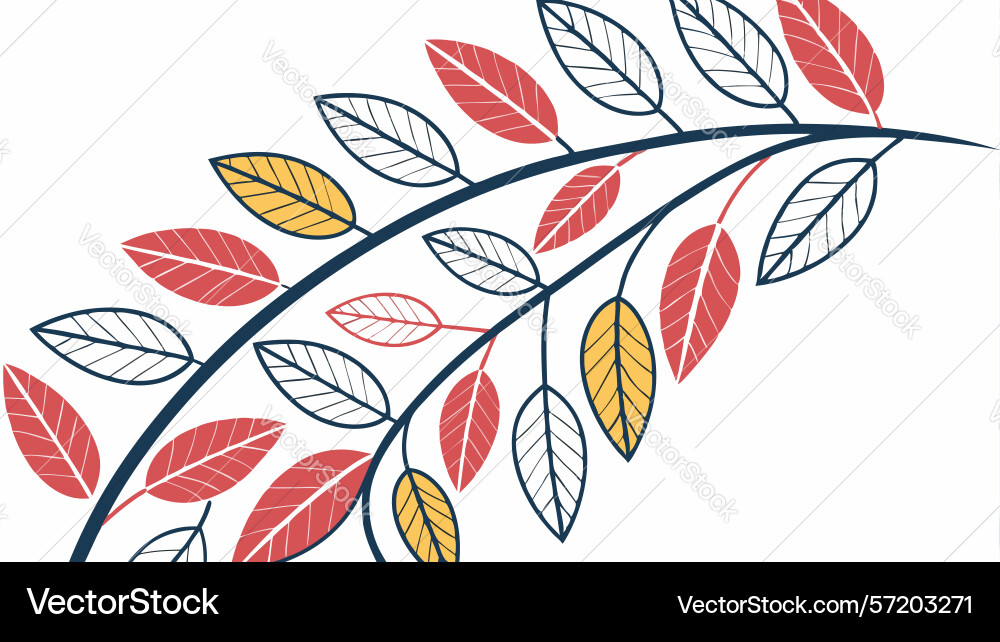 Autumn branch with stylized colorful leaves Vector Image