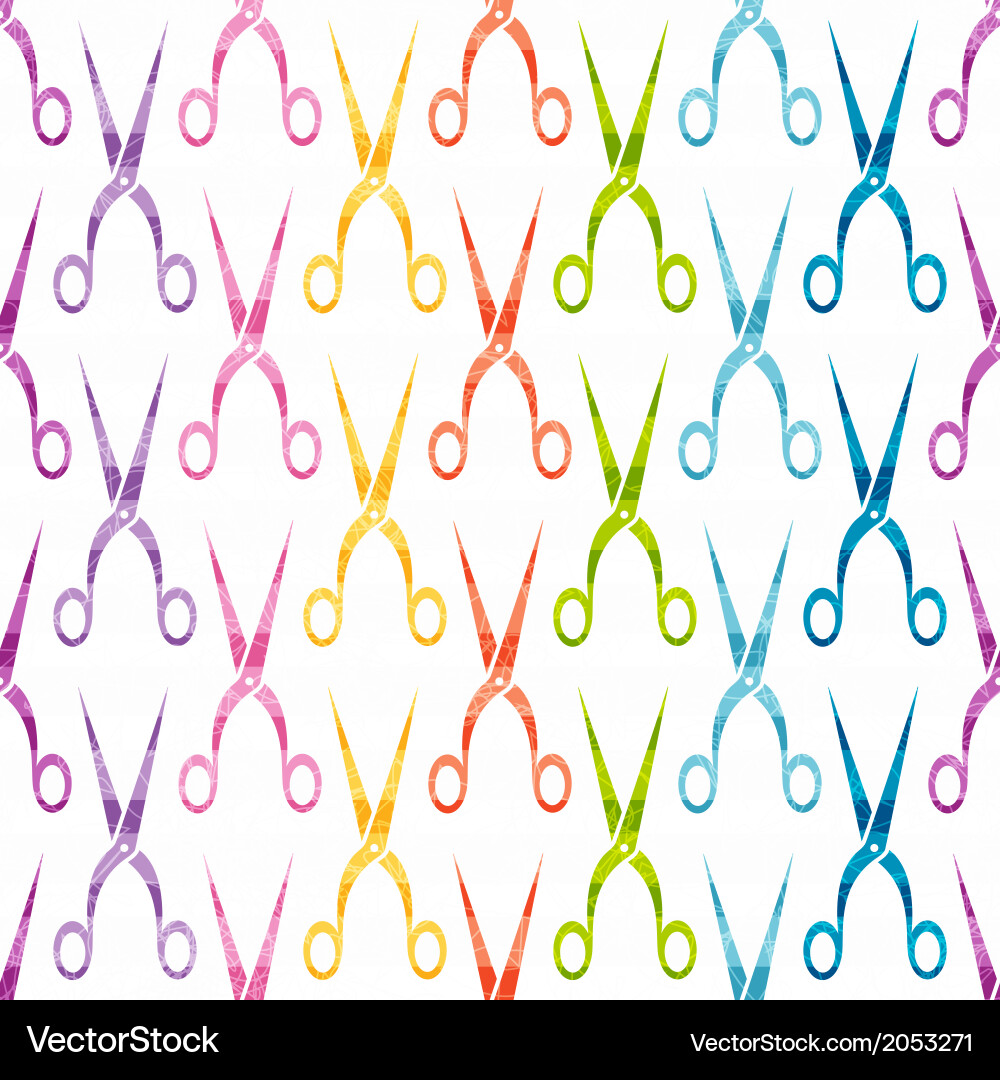 Colorful Scissors Seamless Pattern Vector Image
