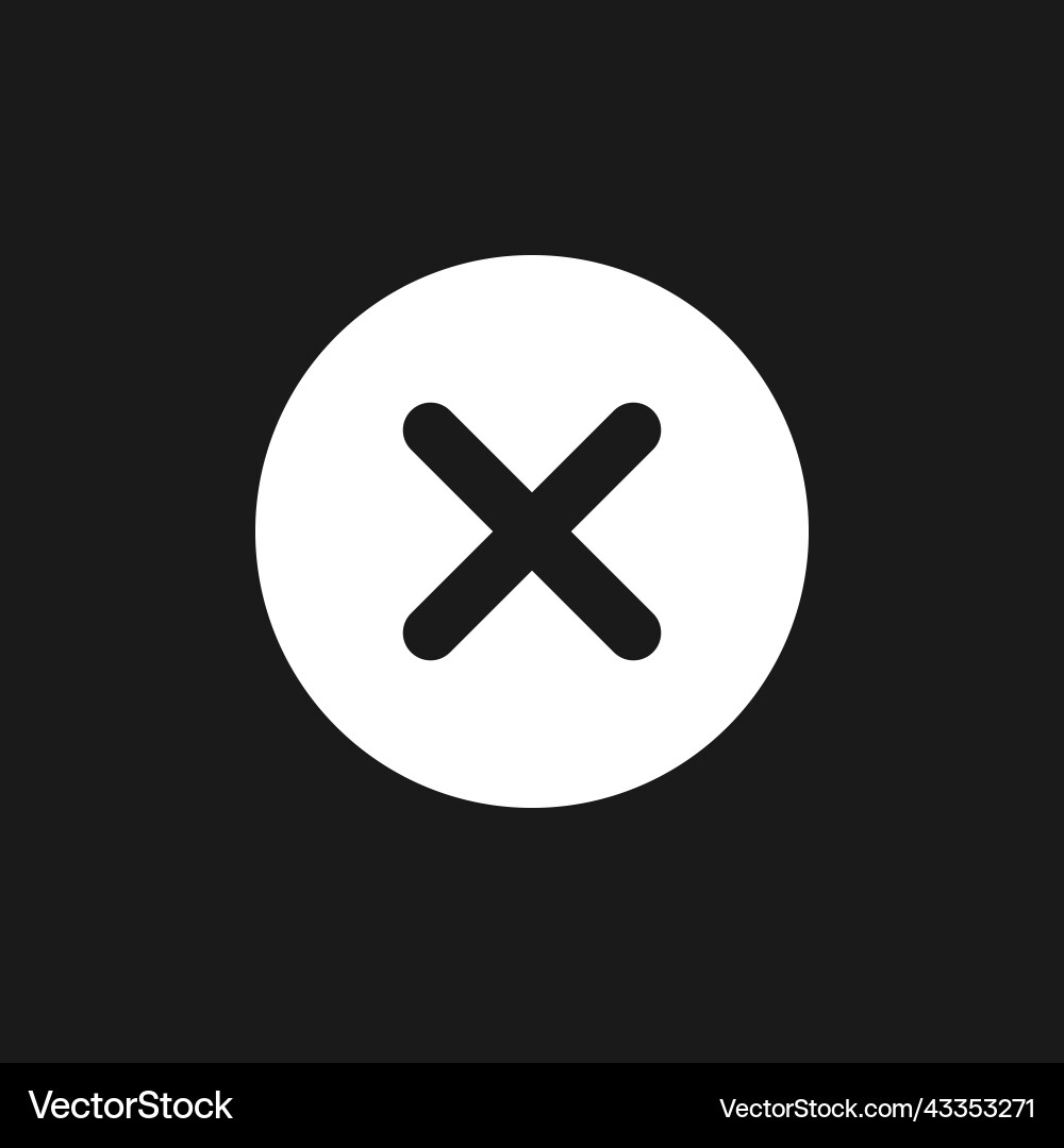 Delete button dark mode glyph ui icon Delete button dark mode glyph ui icon vector image