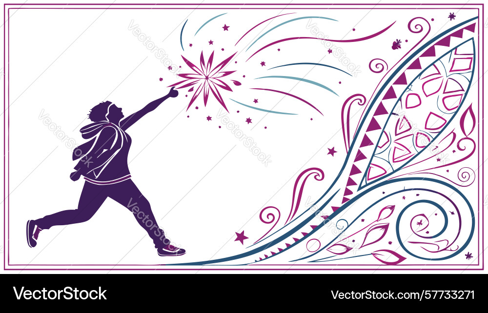 Dynamic runner with bursting energy abstract vector image