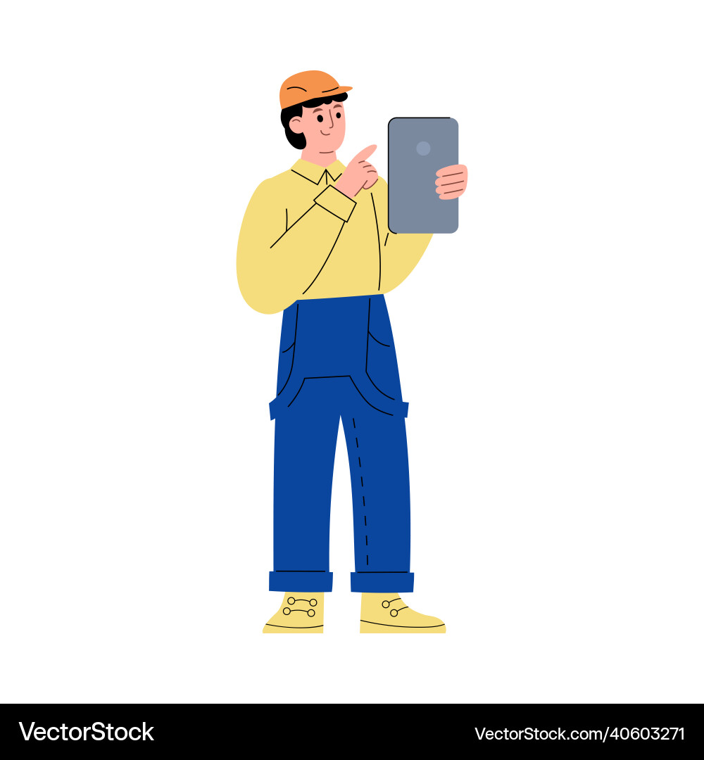 Engineer using tablet to control smart factory Engineer using tablet to control smart factory vector image