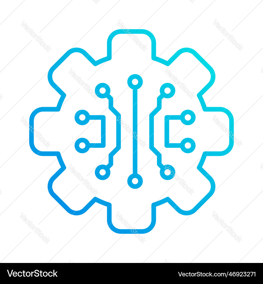 Gear circuit system automation gradient outline vector image