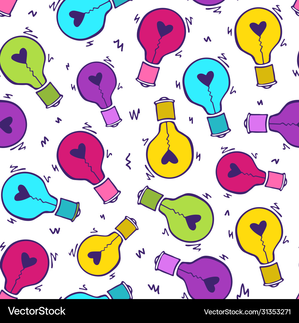Glühbirne Herz-Doodle-Muster-03 Glühbirne Herz-Doodle-Muster-03 vektorbild