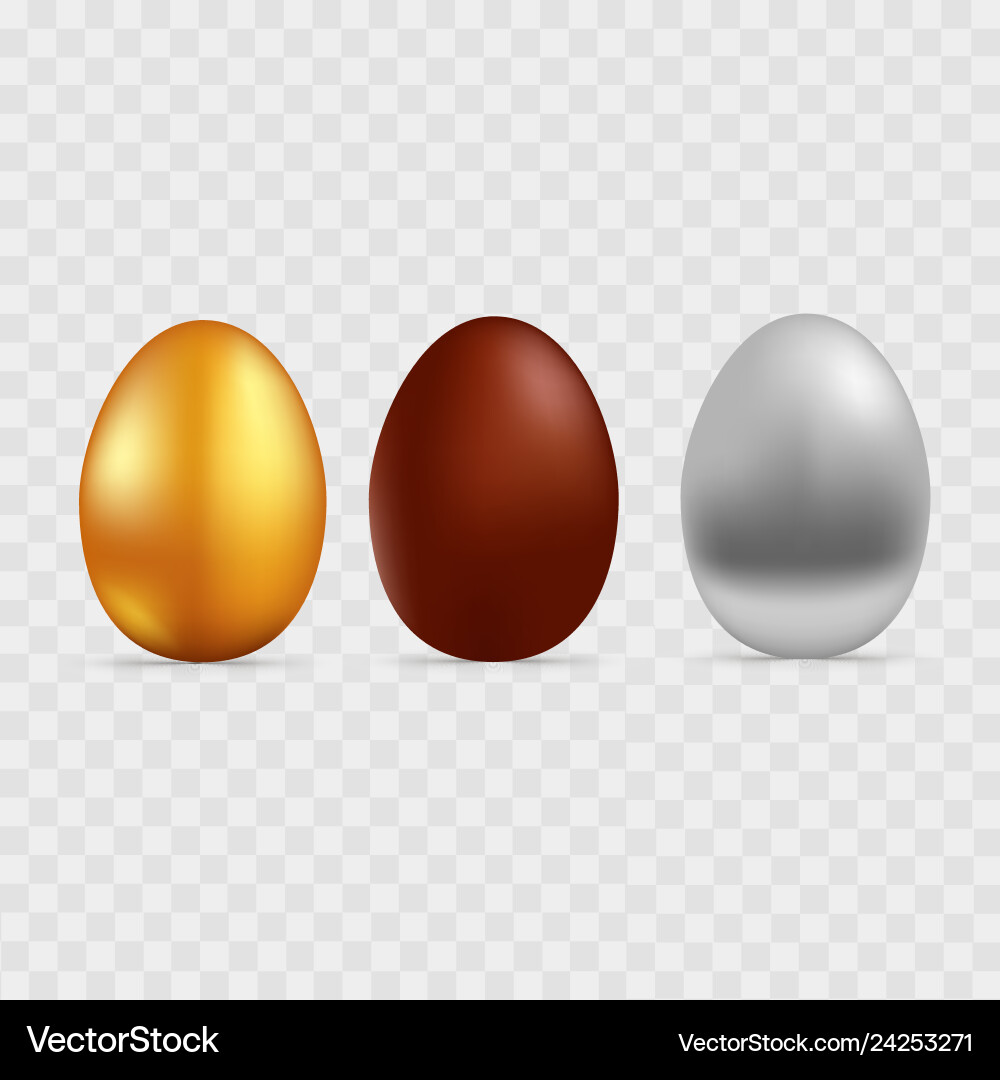 Gold silver and chocolate egg Gold silver and chocolate egg vector image