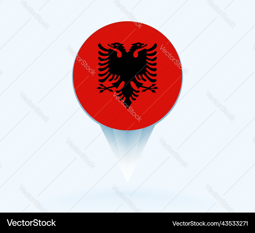 Map pointer with flag of albania vector image
