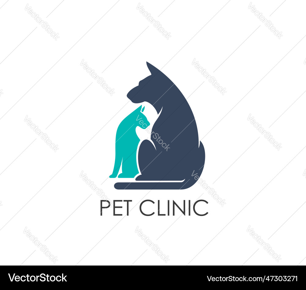 Pet clinic sign dog or cat silhouette veterinary Pet clinic sign dog or cat silhouette veterinary vector image