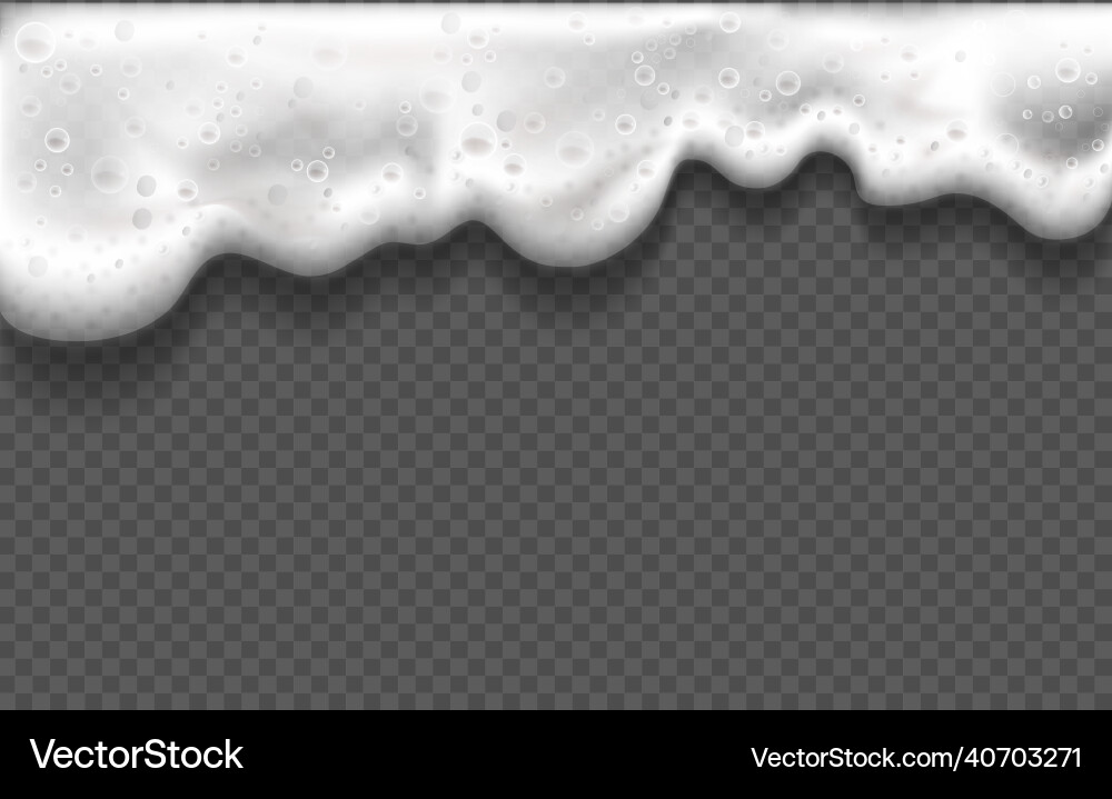 Realistic detailed 3d white beer foam with bubbles Realistic detailed 3d white beer foam with bubbles vector image