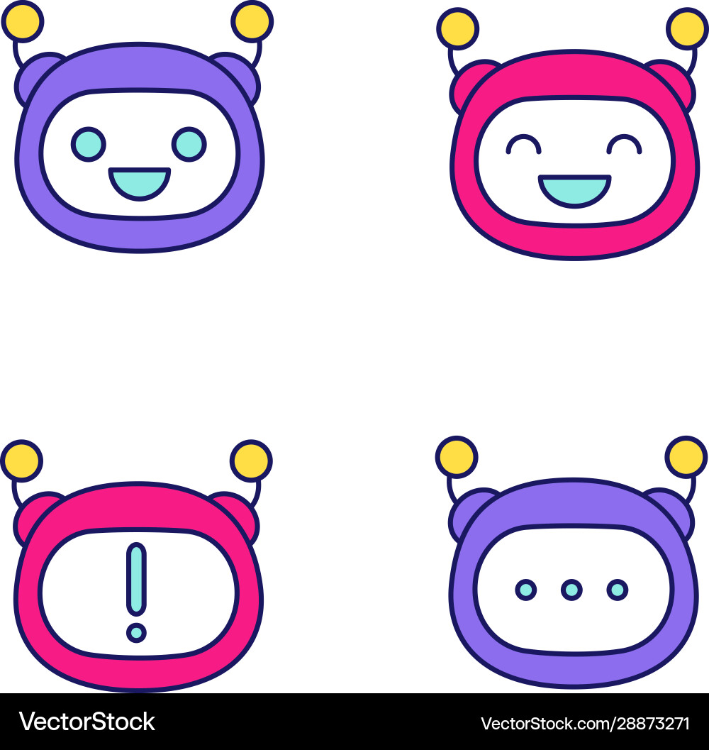 Robot emojis color icons set Robot emojis color icons set vector image