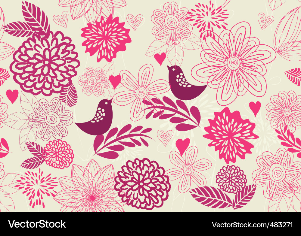 Romantic Floral Wallpaper Vector Image