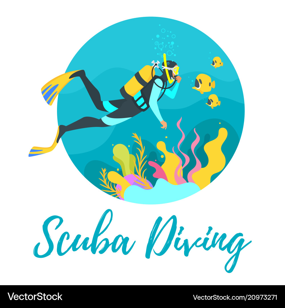 Scuba diver diving Scuba diver diving vector image