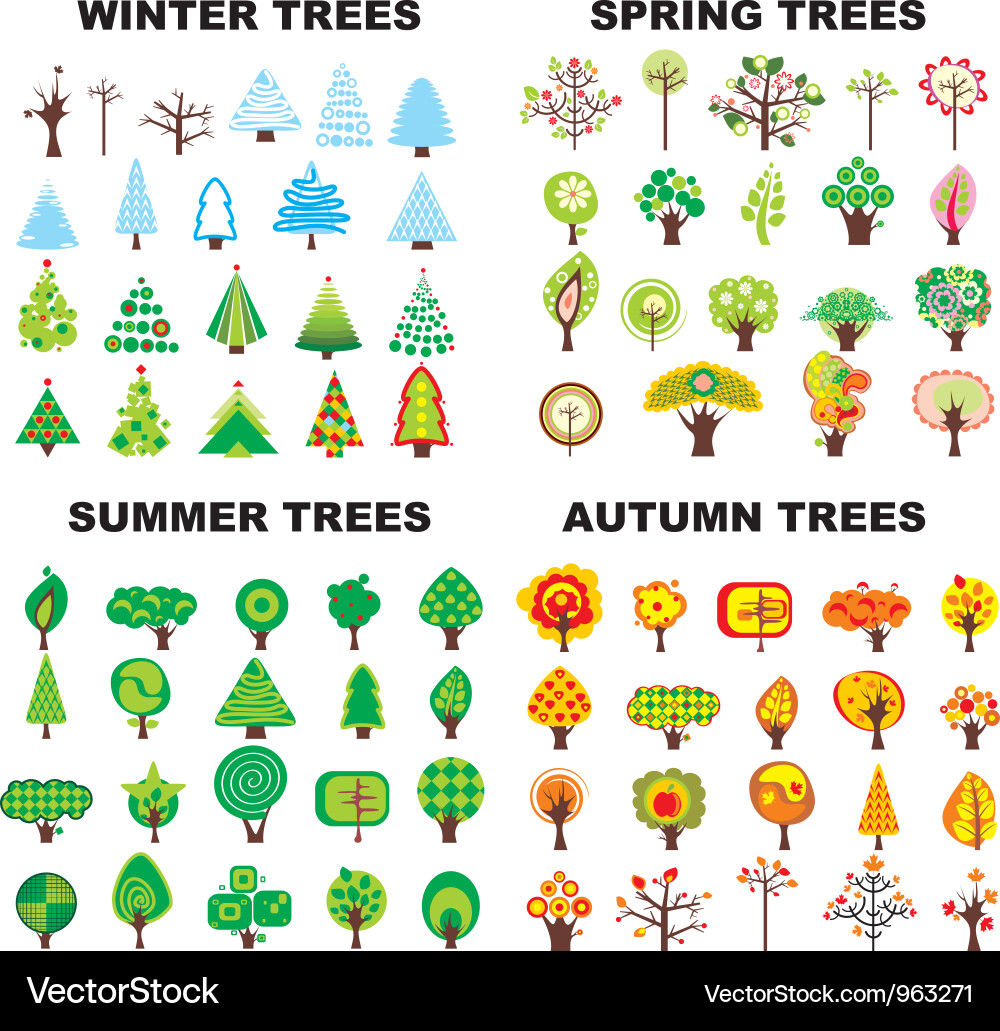 Seasonal Tree Collection Vector Image