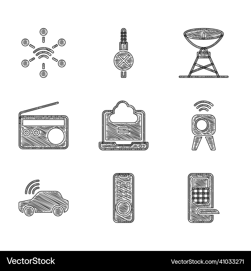 Set network cloud connection remote control Set network cloud connection remote control vector image