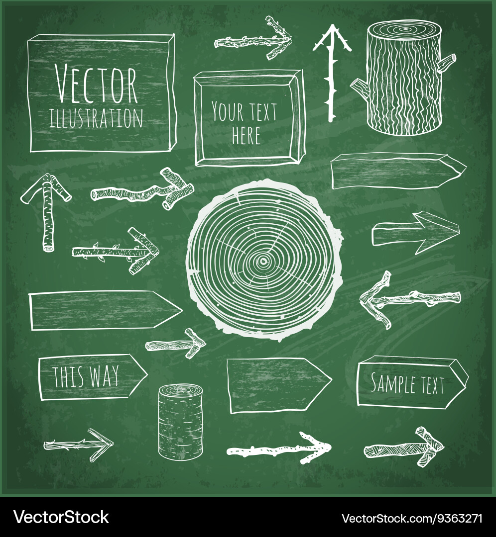 Set of rustic wooden backgrounds and objects vector image