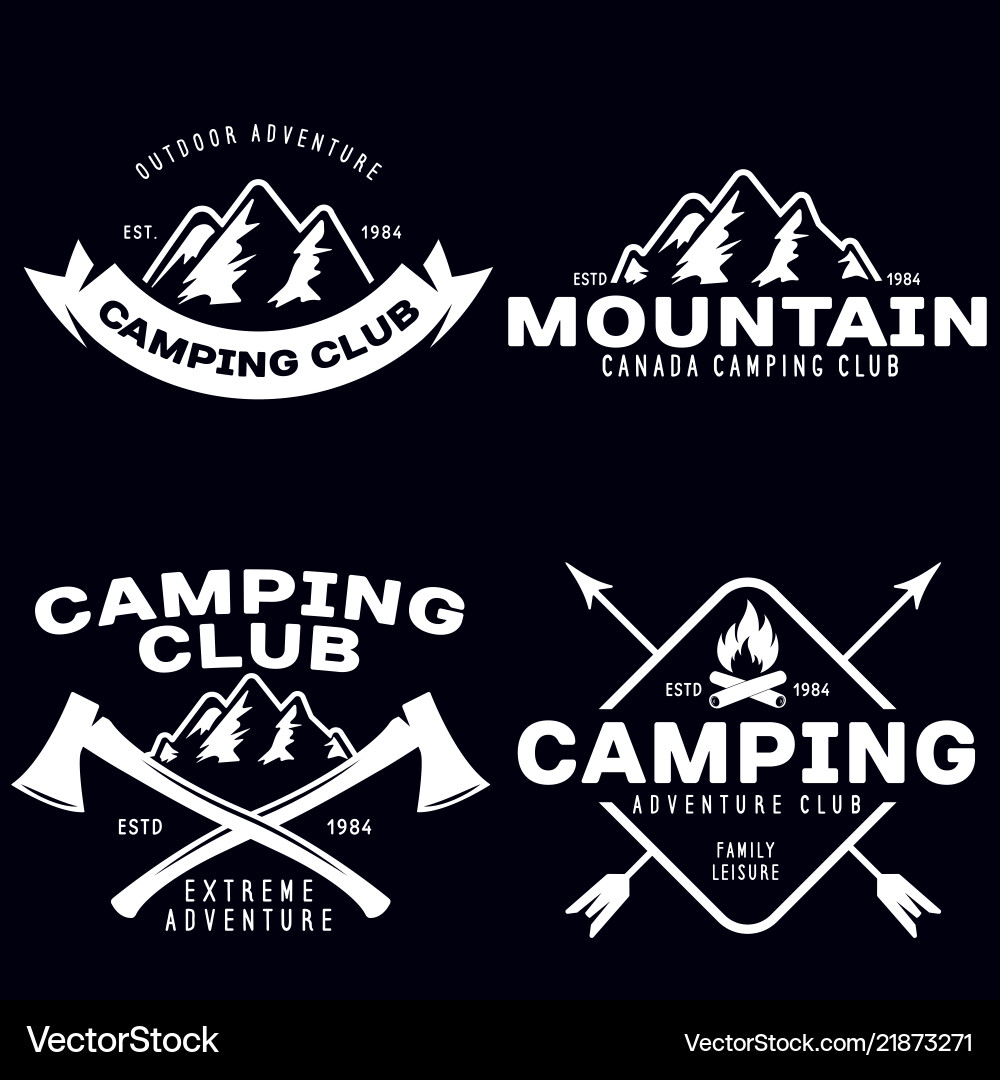 Summer camp with design elements camping Summer camp with design elements camping vector image