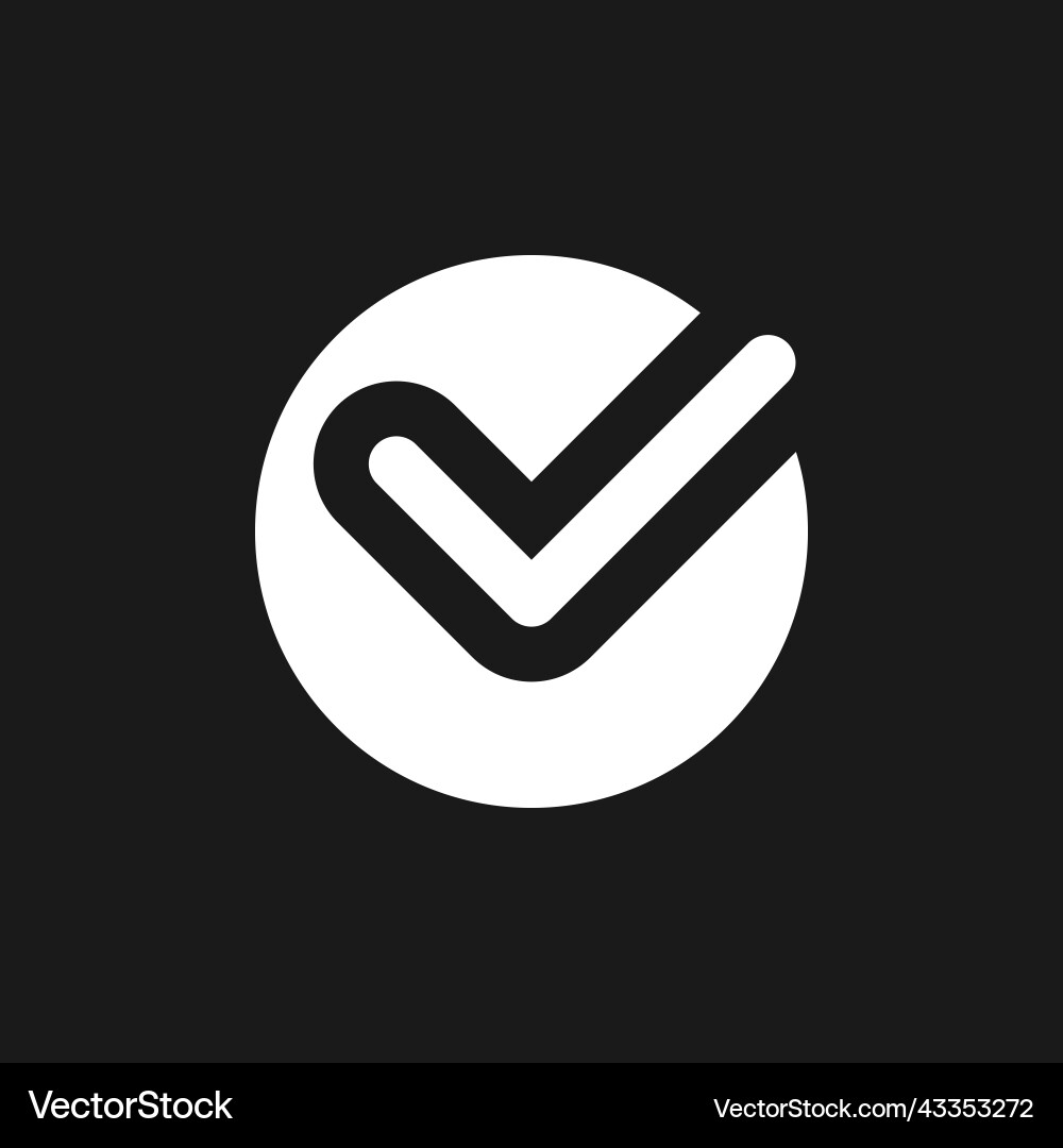 Accept button dark mode glyph ui icon Accept button dark mode glyph ui icon vector image