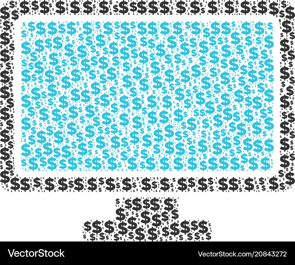 Computer display composition of dollar and dots Vector Image