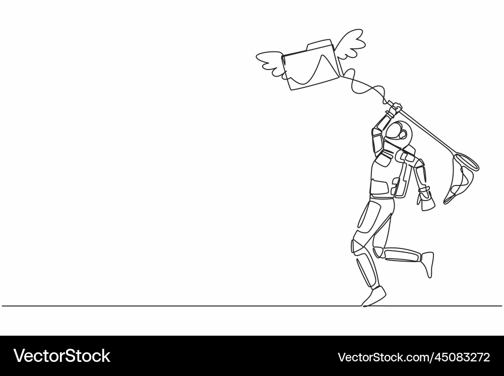 Continuous one line drawing astronaut try Continuous one line drawing astronaut try vector image