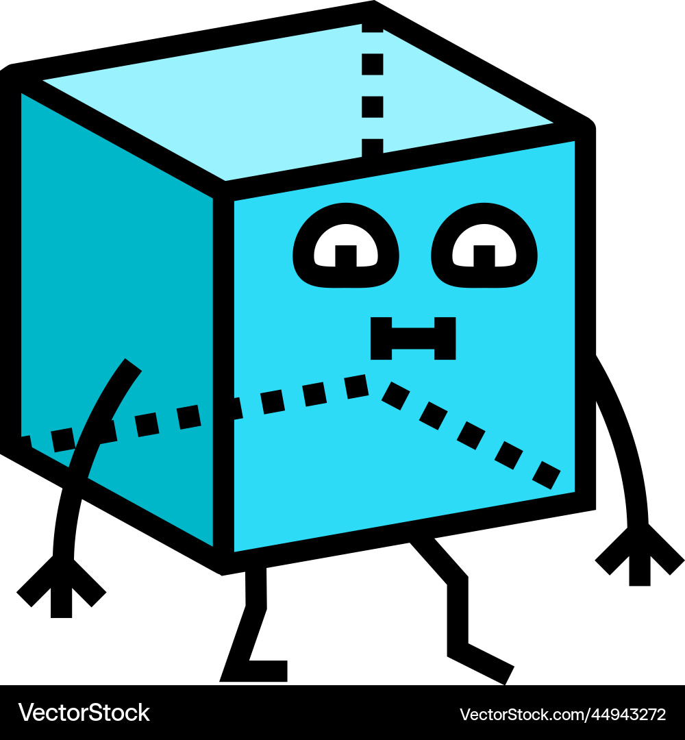 Cube geometric shape character color icon Cube geometric shape character color icon vector image