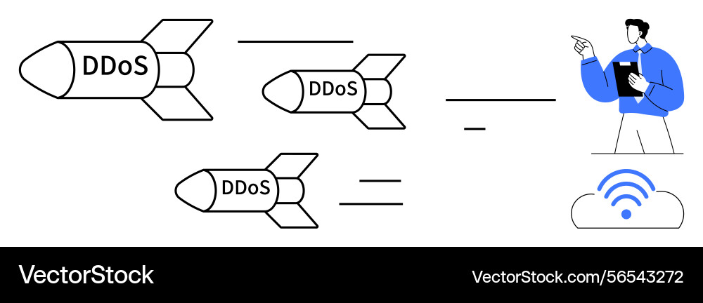 Cybersecurity threat as ddos attacks targeting Cybersecurity threat as ddos attacks targeting vector image