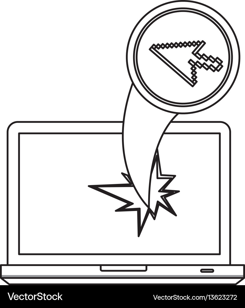 Figure computer arrow cursor with hole icon Figure computer arrow cursor with hole icon vector image