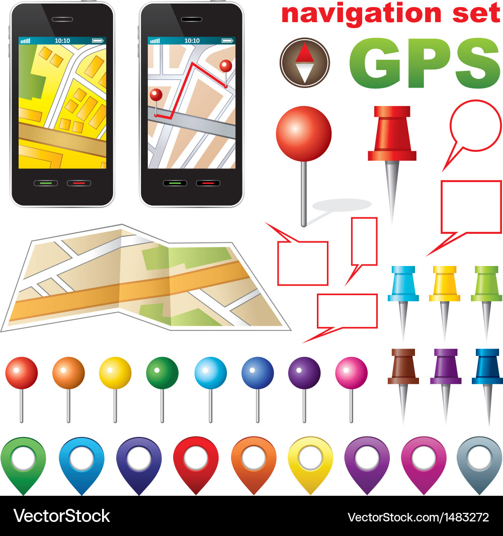 GPS Navigation Icons Set Vector Image