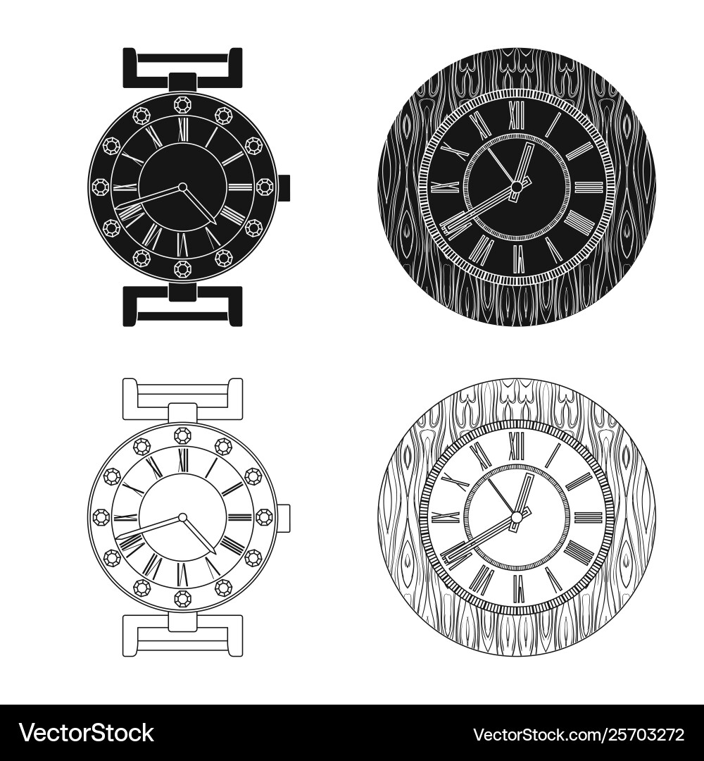 Isolated object clock and time icon set vector image