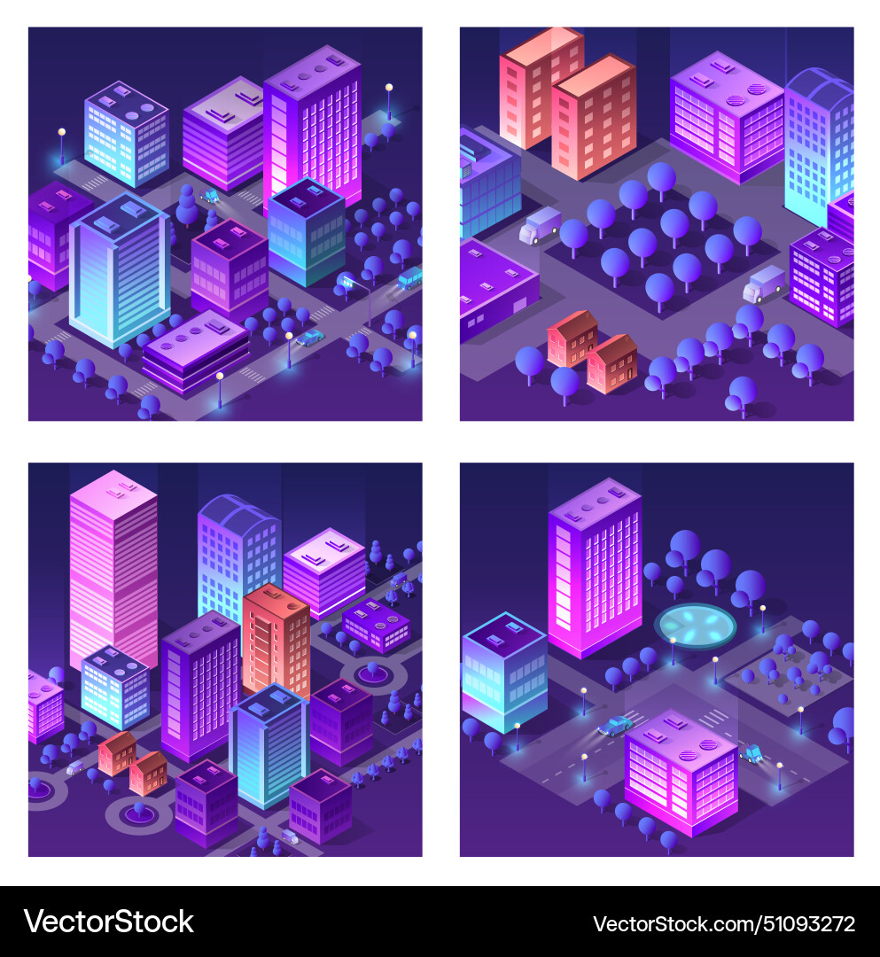 Isometric set of blocks module areas Isometric set of blocks module areas vector image