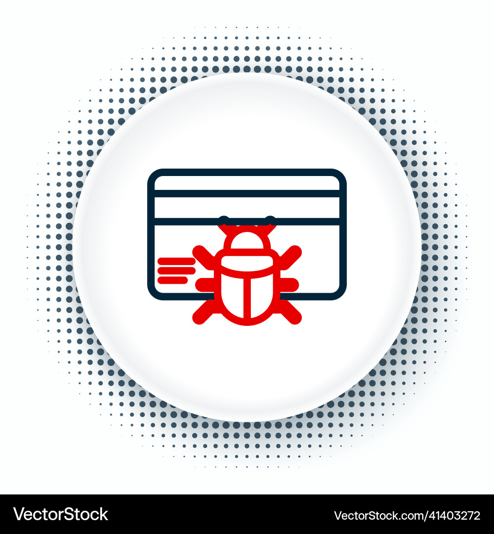 Line system bug in credit card icon isolated Line system bug in credit card icon isolated vector image