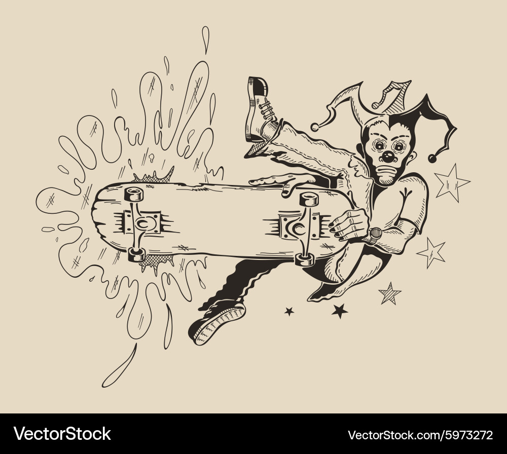Man in mask of clown to perform tricks Vector Image