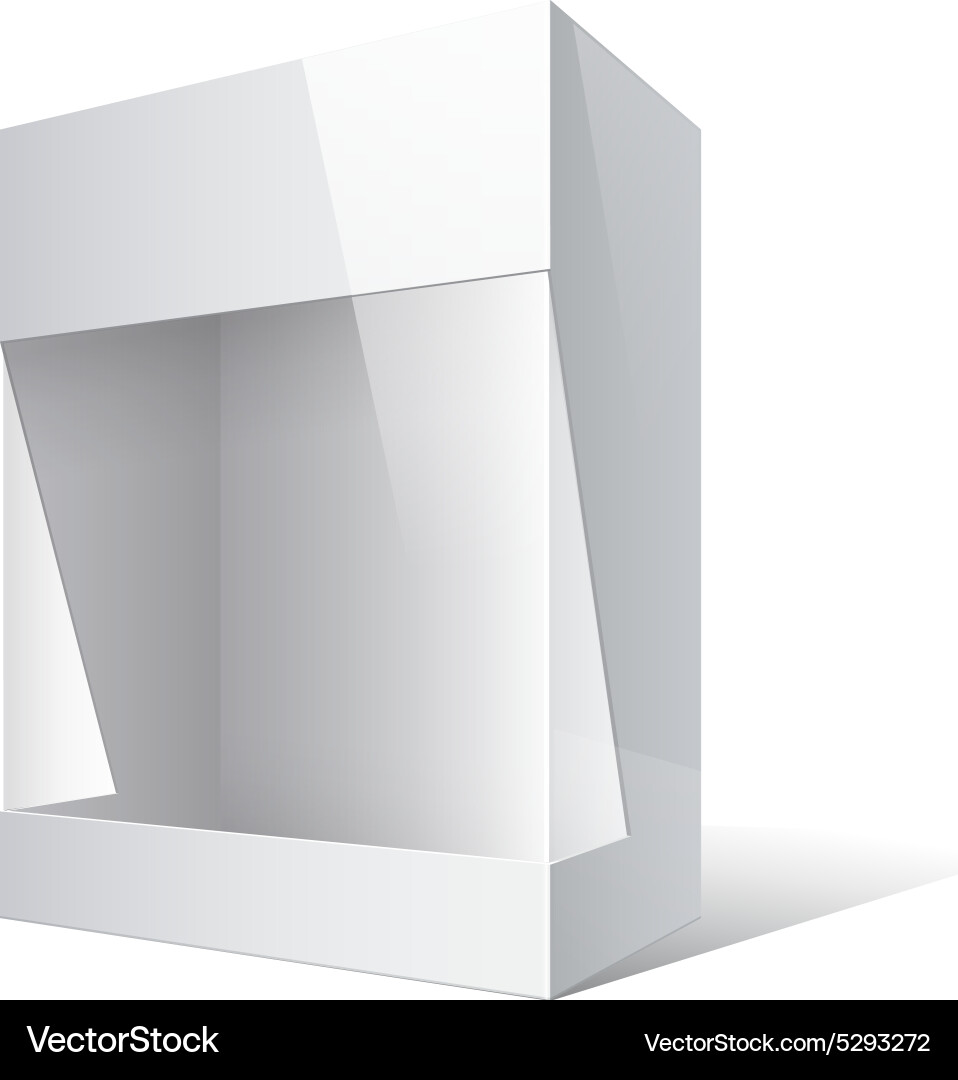 Realistic package box with a transparent window vector image