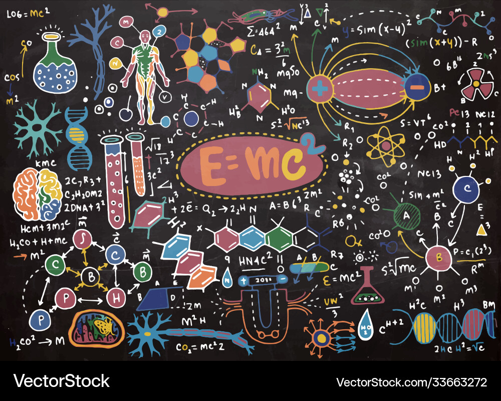 Scientific formulas and calculations in p Vector Image