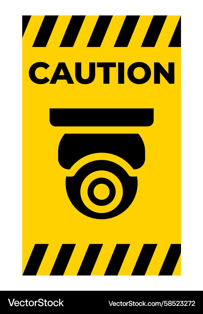 Security Camera Caution Sign Royalty Free Vector Image