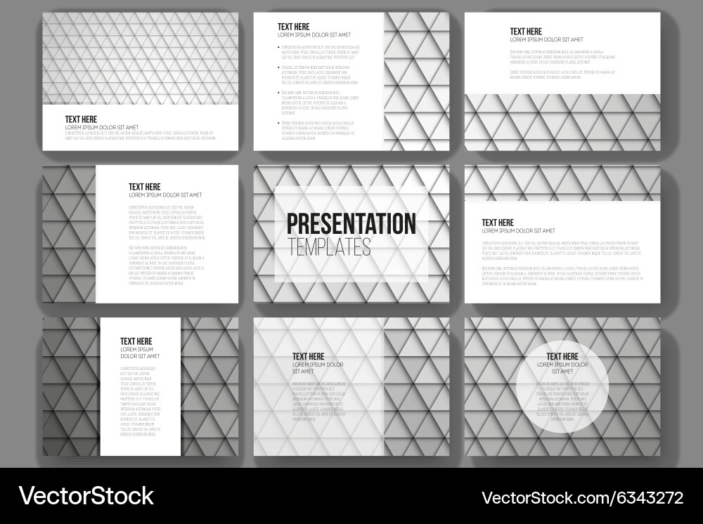 Set of 9 templates for presentation slides Vector Image