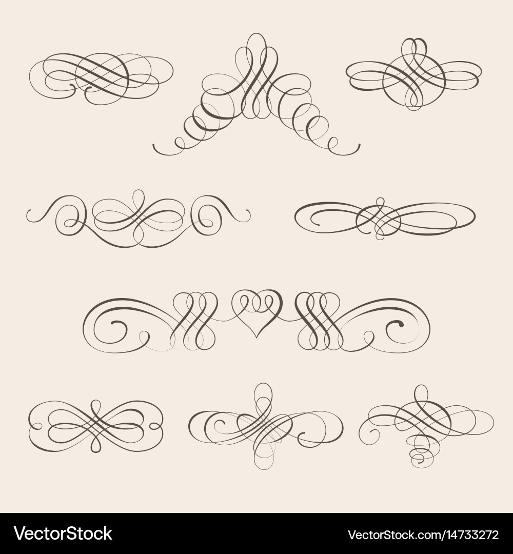 Set of calligraphic design elements vector image